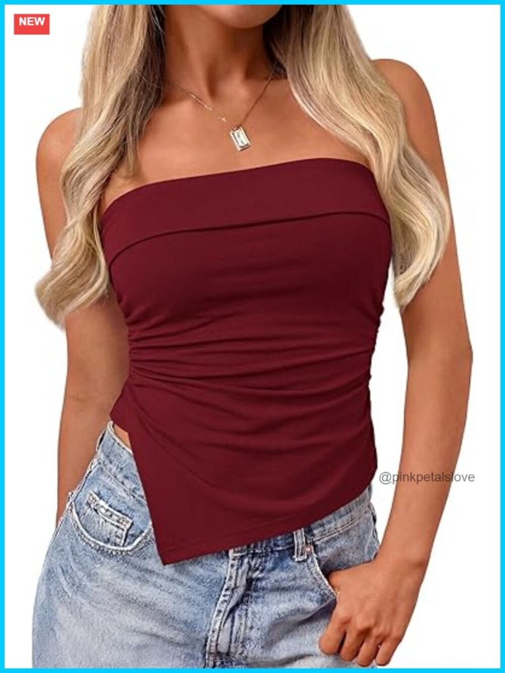 Asymmetrical Ruched Strapless Bandeau Tube Top - Trendy Going Out Shirt